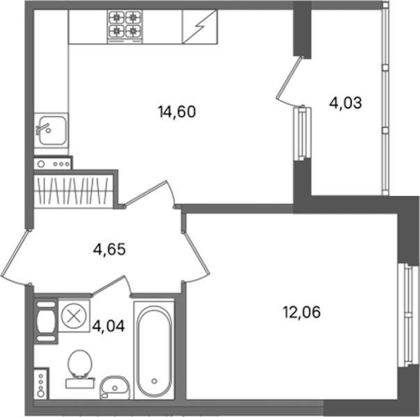 1-комнатная квартира 35.35 м², 4/5 эт., ЖК «ПАТИО. Уютный квартал»